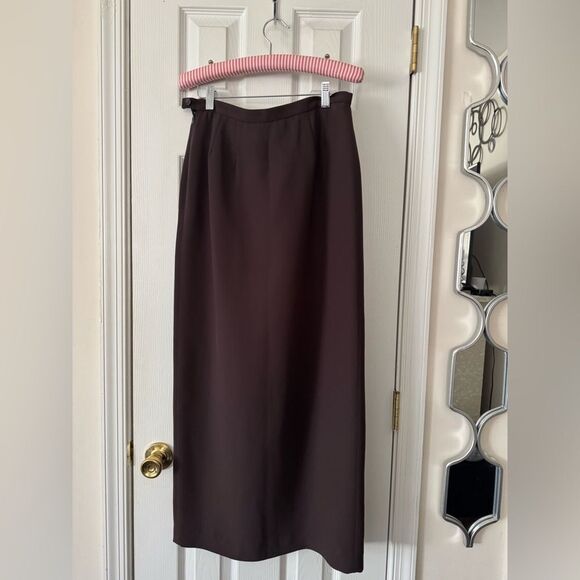 Worthington Brown Faux Wrap Maxi Skirt Size 10T - Picture 8 of 10